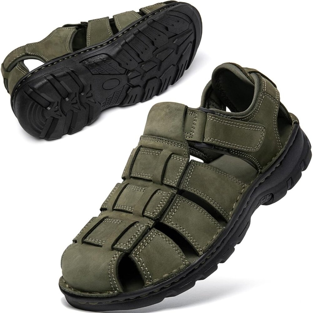 👑Men's Hiking Sandals Brown Leather Athletic Casual Outdoor Sports Shoes